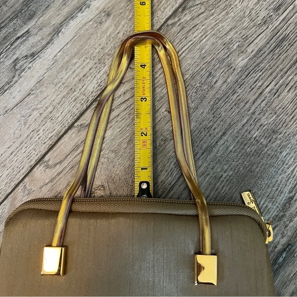 Carlo FALCHI SPORT Gold Herringbone Chain Handle Handbag Wristlet Minibag - Picture 10 of 11